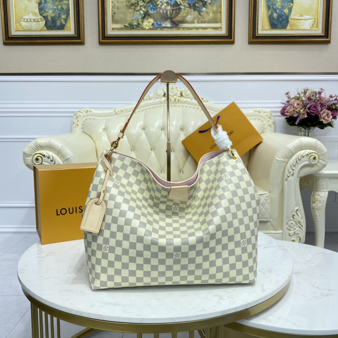 Louis Vuitton GRACEFUL MM Handbag Damier Azur N42233 